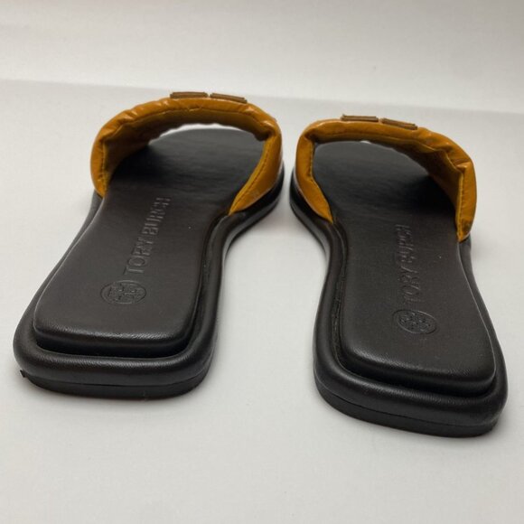 Tory Burch Leather Slide Sandals Mustard Yellow Size 5.5 - Picture 4 of 8